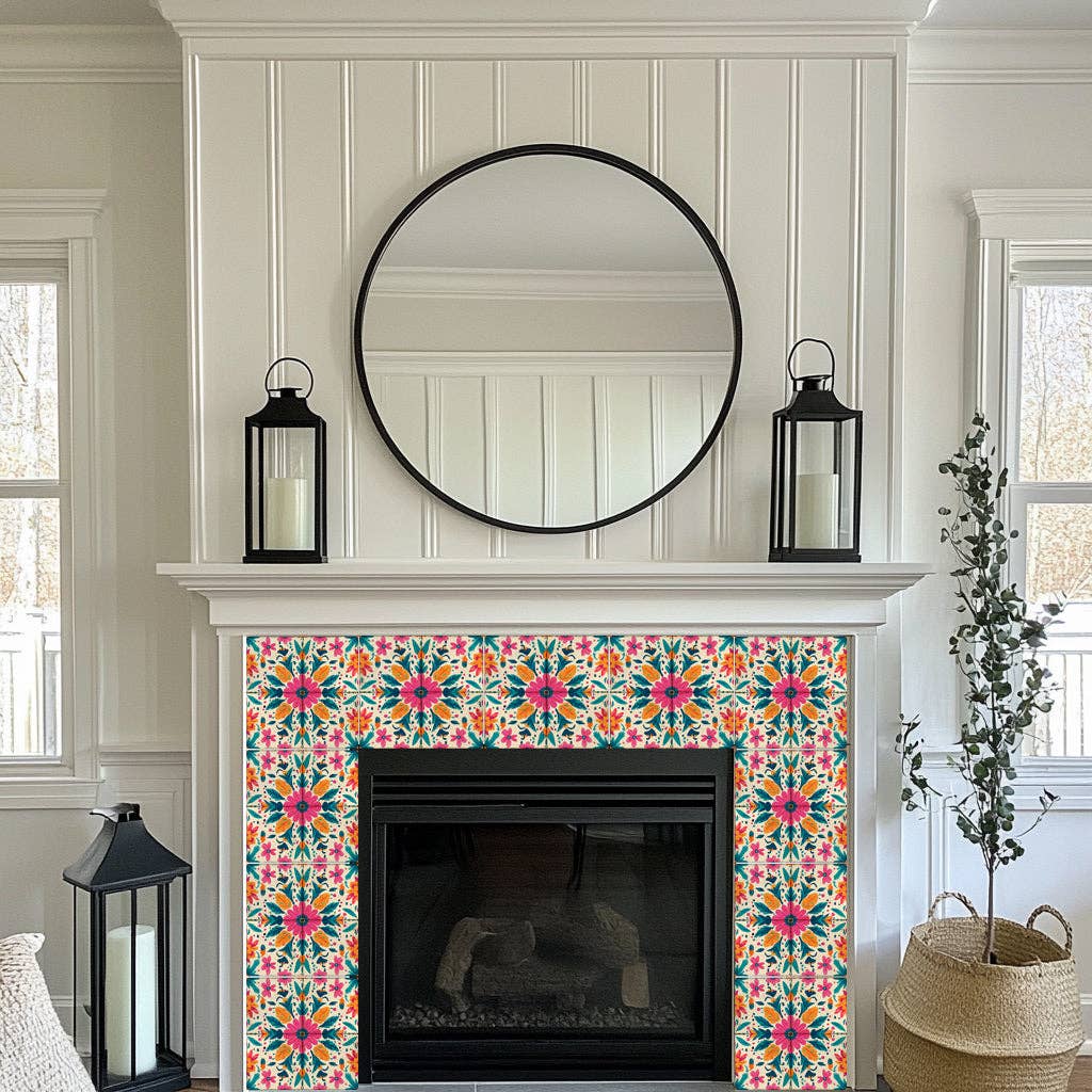 Mi Alma LLC - Wholesale Wall Tile - Floral Vintage Colorful Retro Design Multicolor beautiful backsplash Model - L811