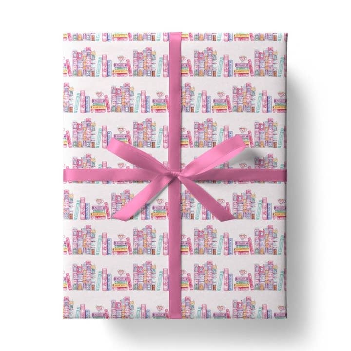 Papier cadeau avec motifs livres pour la vente par Very Wonder di Chiara Veri