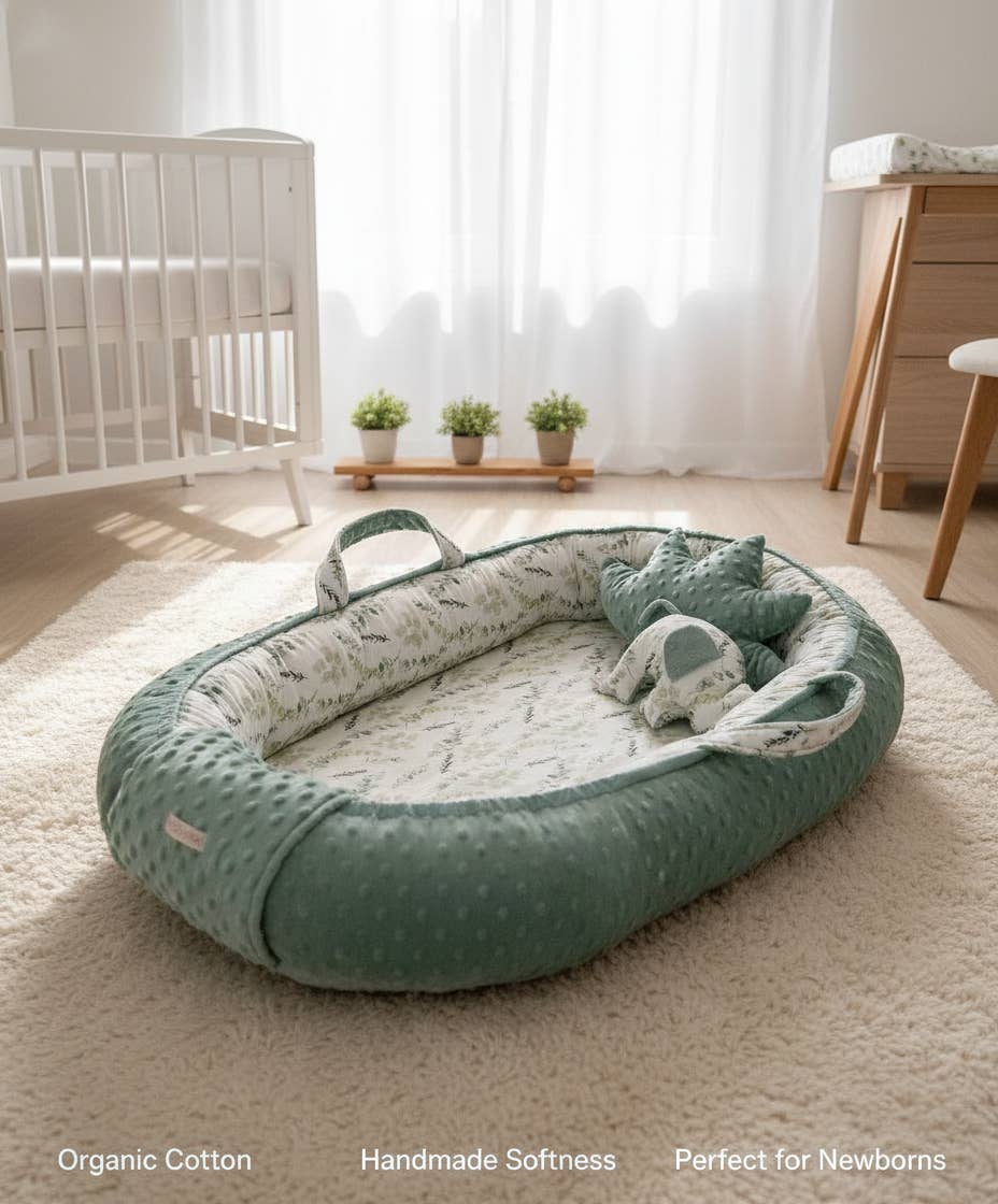 Velvet White - Wholesale Lounger - Baby - Handmade Baby Nest – Eucalyptus Cotton | Newborn Lounger for Crib