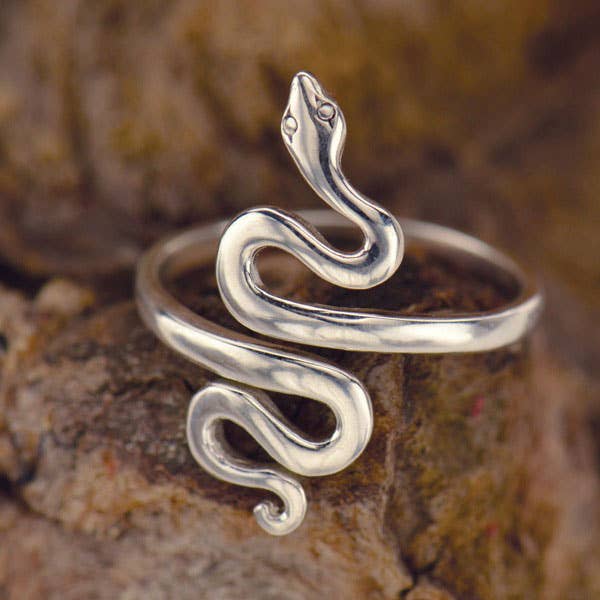 Nina Designs - Vente Bague de cocktail/de cérémonie - Bague serpent ajustable en argent sterling ou en bronze5