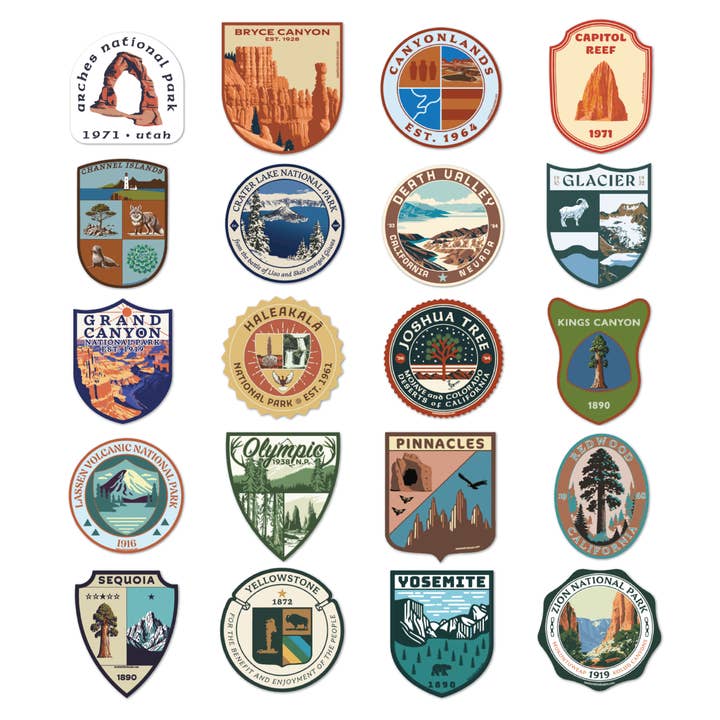 National Parks Sticker Set for wholesale by Weekend Trip Designs