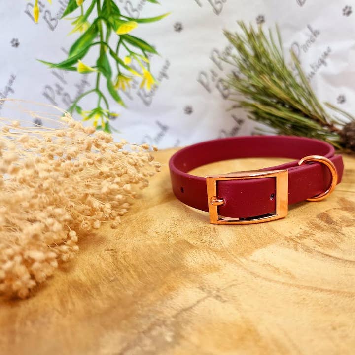 Pet Pooch Boutique - Wholesale Pet Collar - Dog - RED WINE Biothane Dog Collar -Metal Fittings-Handmade