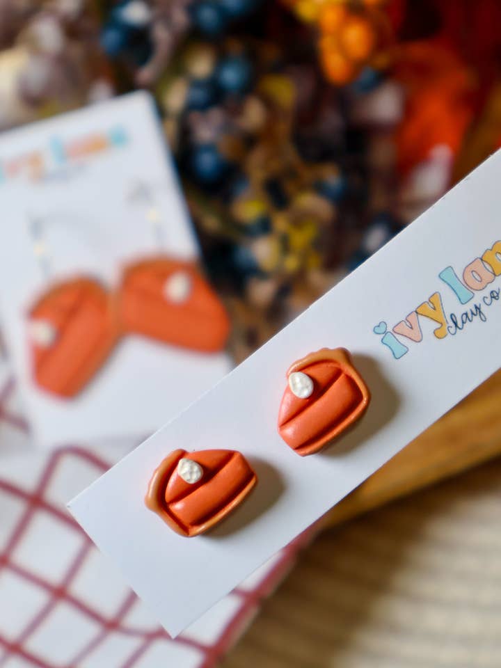 Pumpkin Pie Stud Earrings for wholesale by Ivy Lane Clay Co.