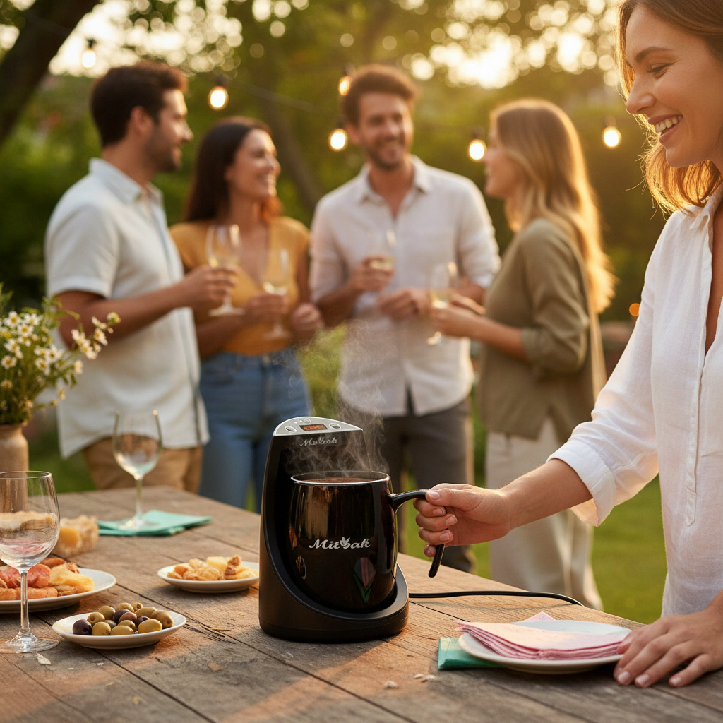 Kadra Kitchenware – wholesale Kaffekoppar – MITBAK kaffemuggsvärmare med 470 ml keramikkopp och lock2