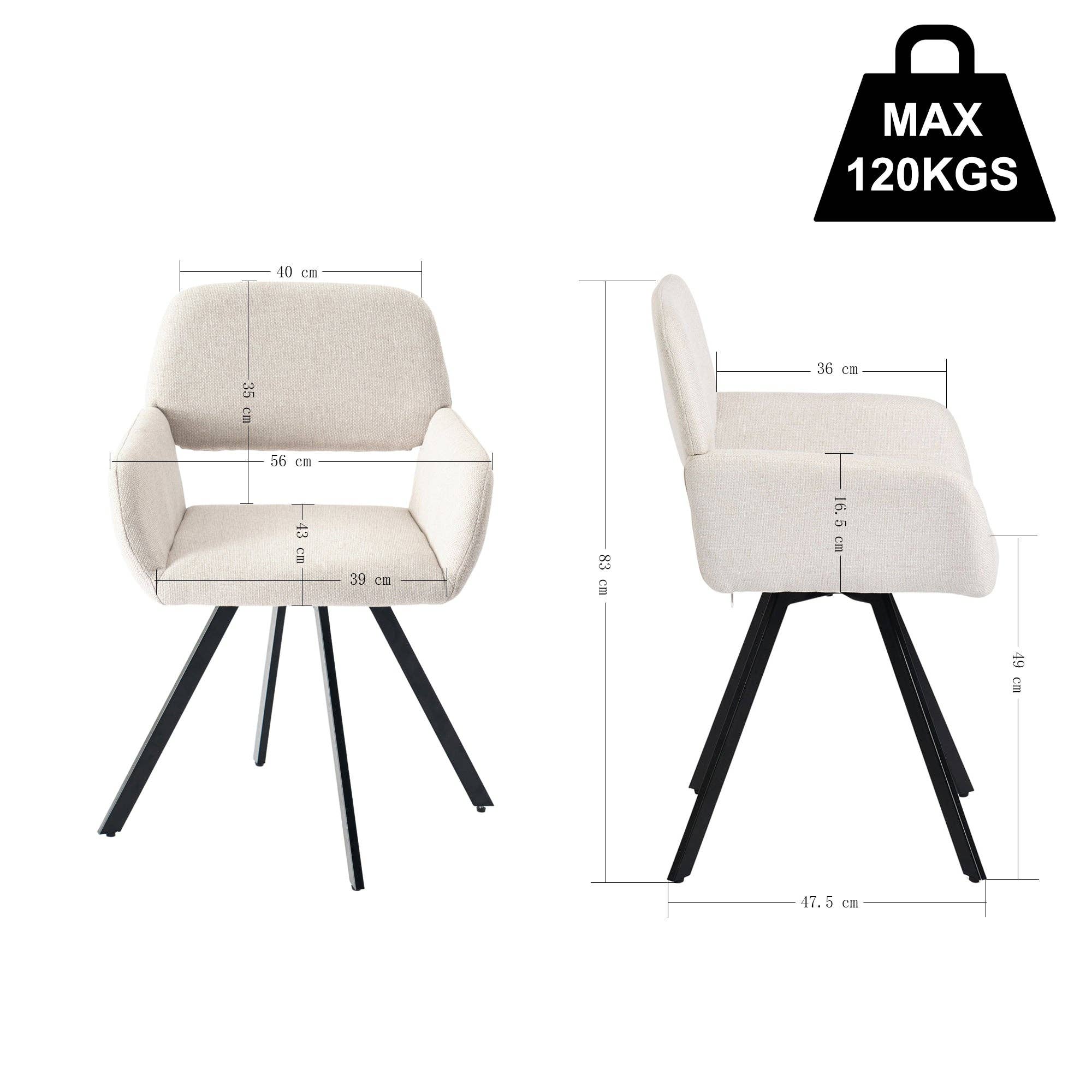 Urban Meuble - Vendita all'ingrosso Sedie - Set di 4 sedie da pranzo scandinave girevoli in tessuto beige CALIFORNIA KD BEIGE SWIVEL X213