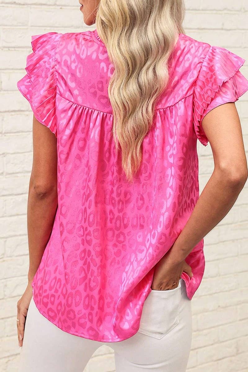 NINEXIS - Wholesale Blouse - Women's - CWTBLSL0444_PRINTED LOTUS SLEEVES WITH WAVY COLLAR TOP14