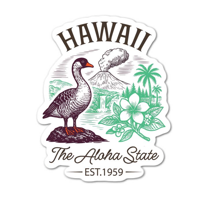 Hawaii The Aloha State Est. 1959 Sticker for wholesale by Stick-It Expressions