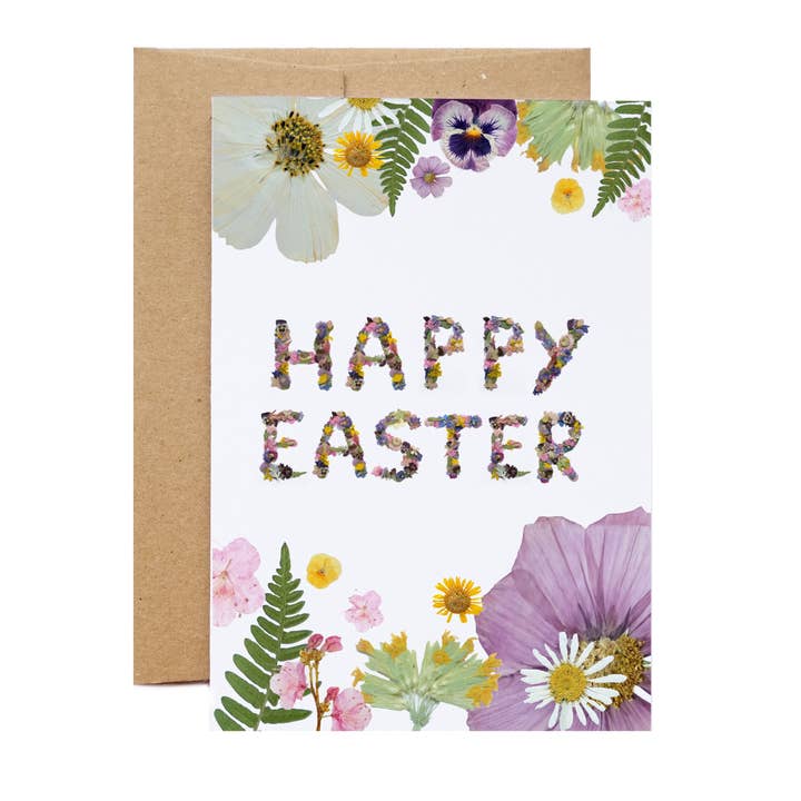 Feliz Páscoa Prensada Flor, Grande Cartão por atacado de Seek & Bloom Creative Co.