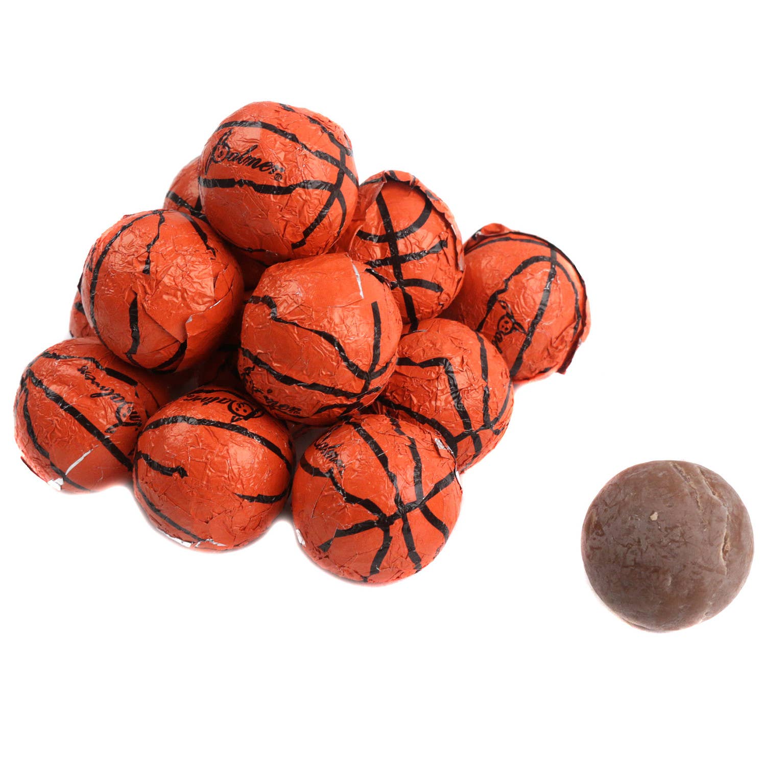 Long Island Candy Factory – wholesale Chocolate-covered sweets – Palmer Chocolate Flavored Foil Basketball Balls 5 lbs0
