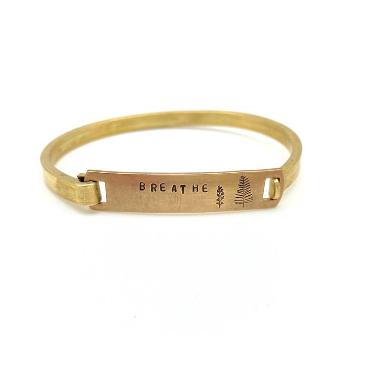 Stone Cooper - Wholesale Cuff Bracelet - "Breathe" Stamped Clip-Cuff Brass Bracelet3
