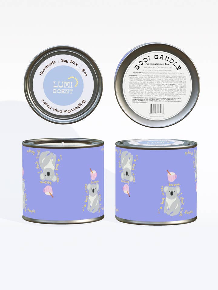 Dåse med sojavokslys | Koala | Cremet krydret te for engroshandel hos Bodi Candle