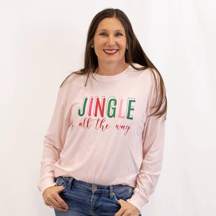 T-shirt à manches longues et col rond Jingle All The Way Xlight Pink/Multi -Asst. pour la vente par The Royal Standard