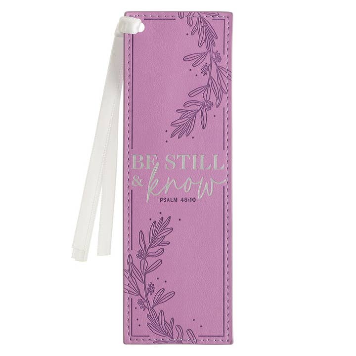 Marque-page en similicuir violet Be Still Ps. 46:10 pour la vente par Christian Art Gifts