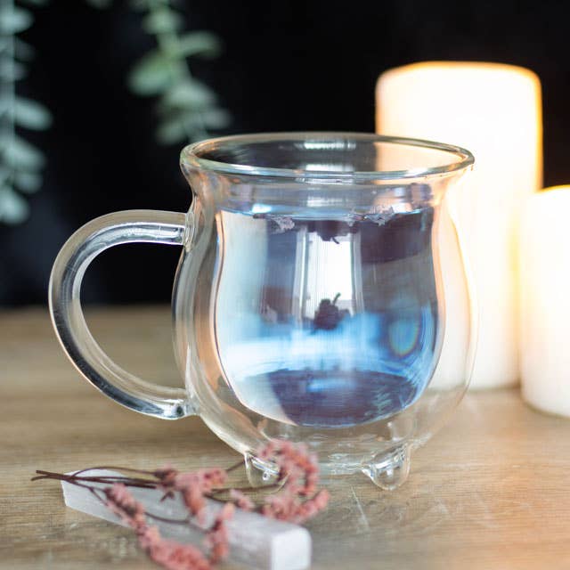 Something Different Wholesale - Wholesale Coffee Mug - Clear Double Walled Glass Cauldron Mug