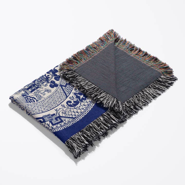 3dRose - Wholesale Throw Blanket - 3dRose, Willow Pattern in Delft Blue and White, Blanket3