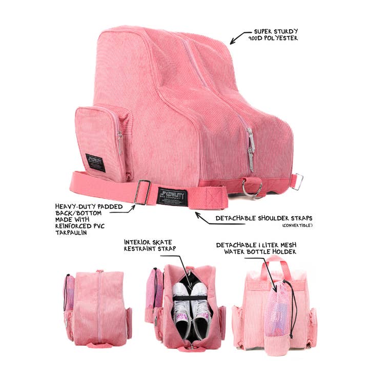 Fydelity - Wholesale Backpack - Women's - Roller Skating Backpack Skate Shoulder Bag | Durable Pink5