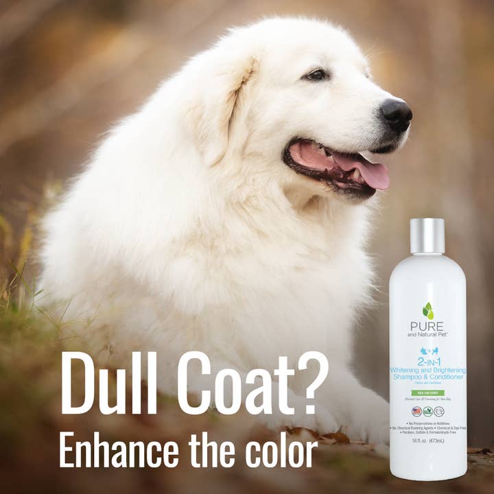 Pure and Natural Pet - Vendita all'ingrosso Shampoo - Cani - Shampoo e balsamo sbiancante e illuminante 2 in 1 - Cani2