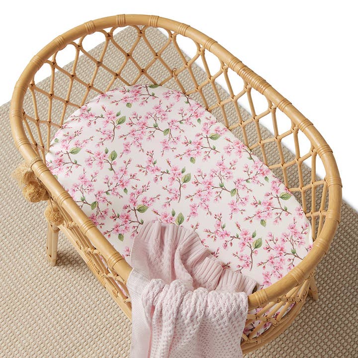 Snuggle Hunny - Wholesale Bassinet - Baby - Cherry Blossom Organic Bassinet Sheet / Change Pad Cover