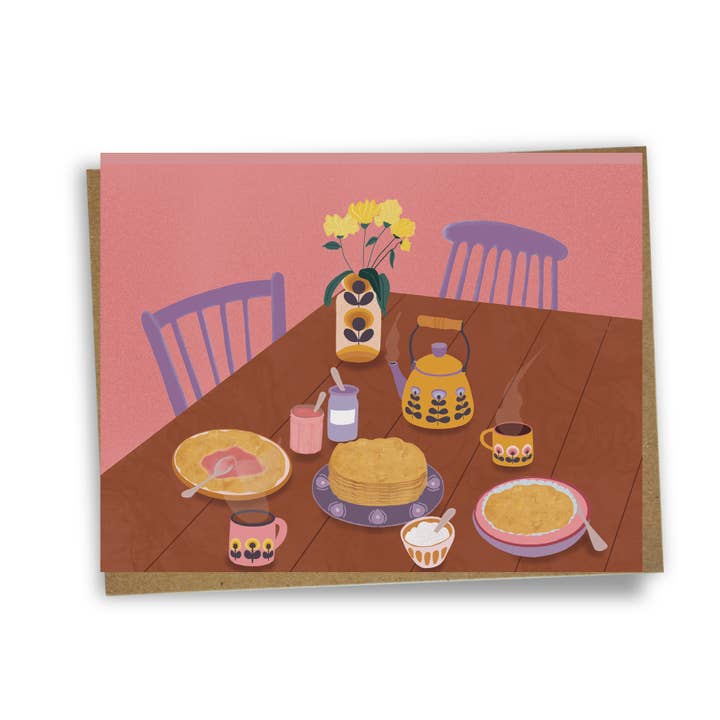 Pancake morning Greeting card for wholesale by Lili Graffiti