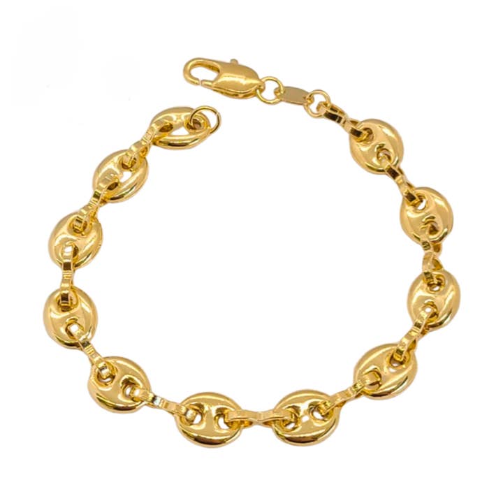 Pulseira Hollow Puff Mariner Link - Preenchida com Ouro 18k por atacado de Jeluxe Jewelry