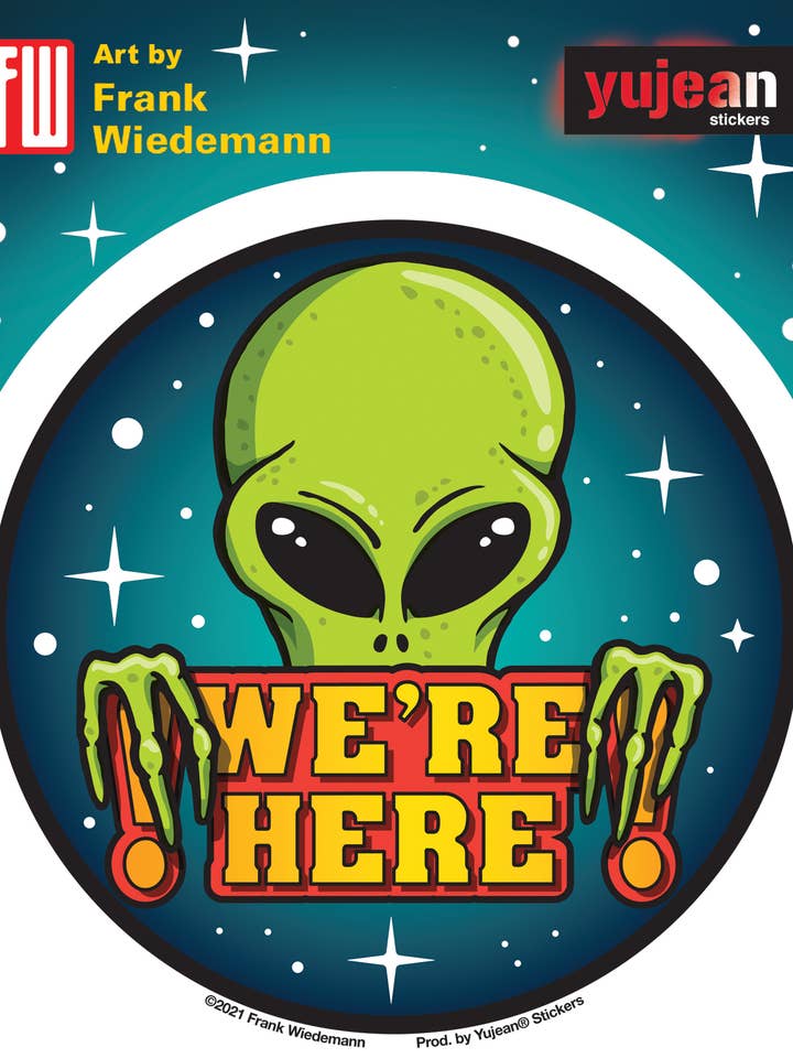 We're Here Alien Sticker In/out Door-JA783 for wholesale by Yujean