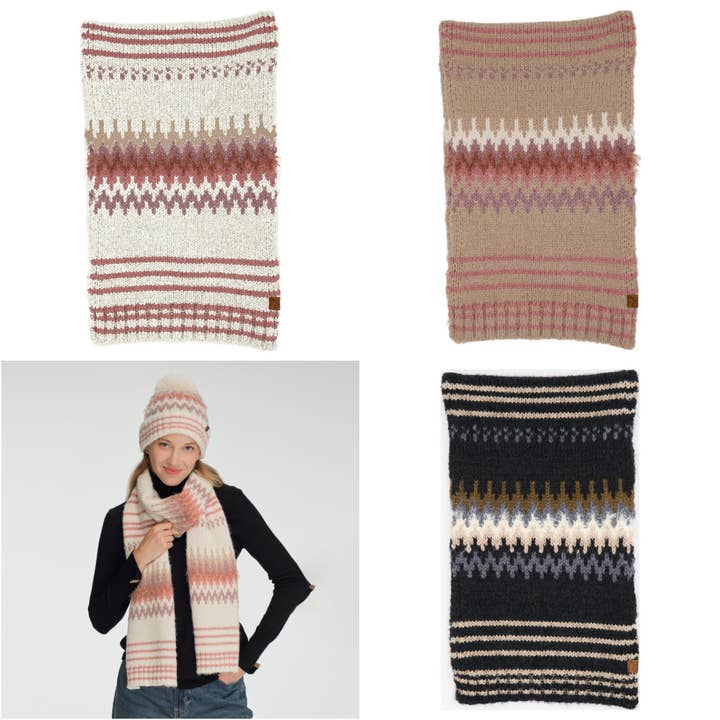 Oblige by G - Wholesale Scarf - Women's - geometric knit scarf. SFC-00602