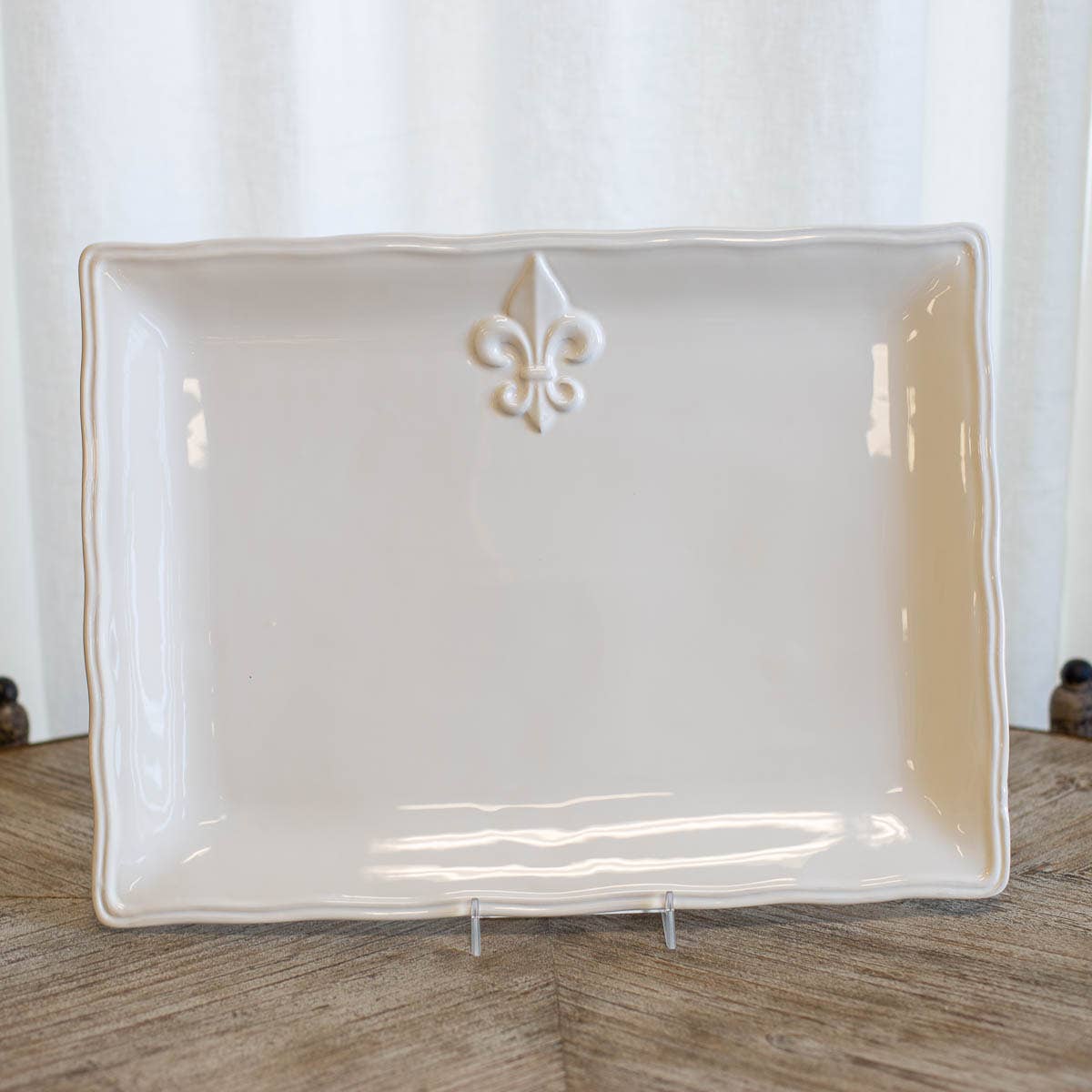 The Royal Standard - Wholesale Platter - Fleur de Lis Platter   White   15.5x11.50