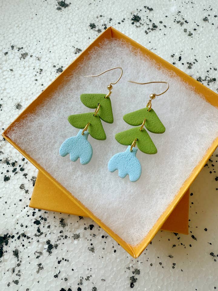 Sky Tulip Double Drop Earrings for wholesale by Lemon Lee Studio