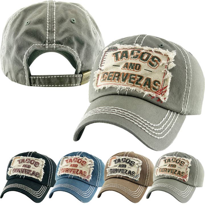 KBETHOS - Wholesale Baseball Cap - Unisex - TACOS AND CERVEZAS Vintage Ballcap