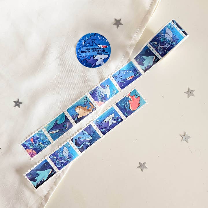 haai vrienden stempel washi-tape voor wholesale door Zellie's Koi Pond