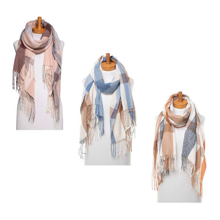 THSAP1365: (3 stk.) Klassisk Ternet Tørklæde Pakke for engroshandel hos Taylor Hill Scarves & Co