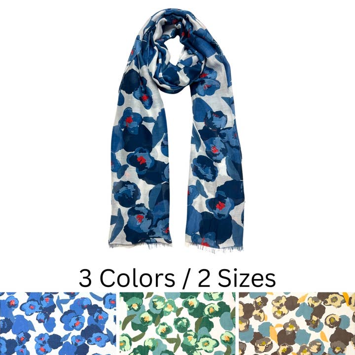 Humble Hilo – wholesale Scarf – Women's – Humble Hilo Poppies Vector Art Scarf