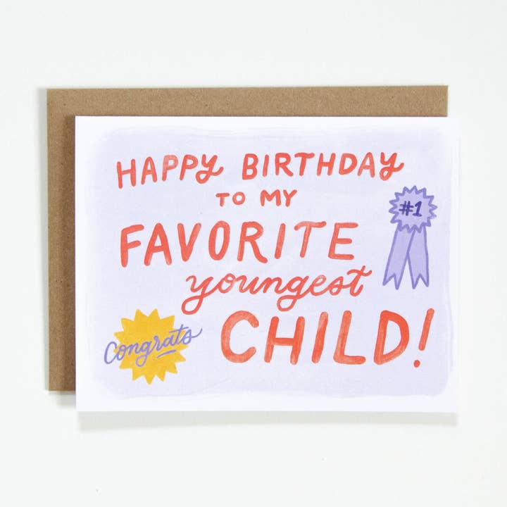 Lieblings-Geburtstagskarte für das jüngste Kind für den Großhandel von Lettering By KT