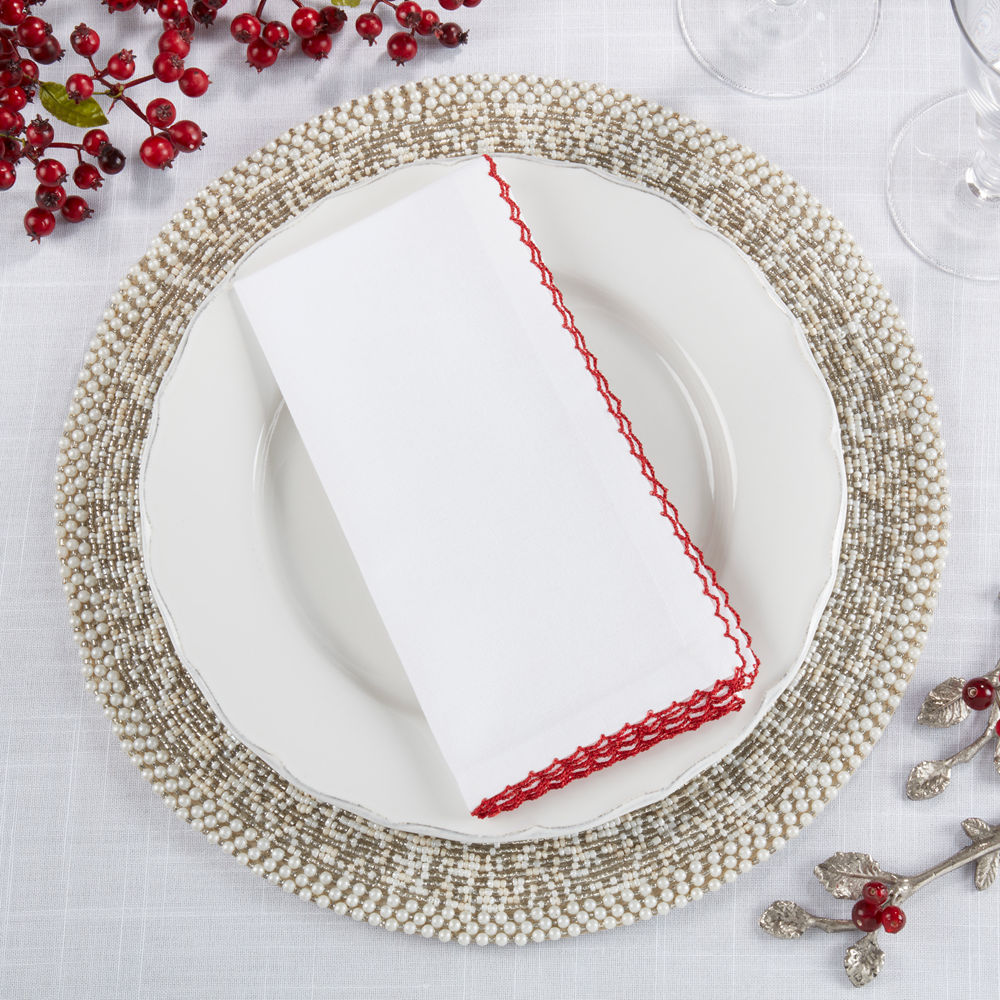Fennco Styles – wholesale Dinner & cloth napkin – Red Whip-Stitched Edge Cotton Napkin 0
