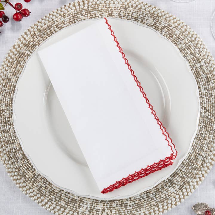 Red Whip-Stitched Edge Cotton Napkin  for wholesale by Fennco Styles