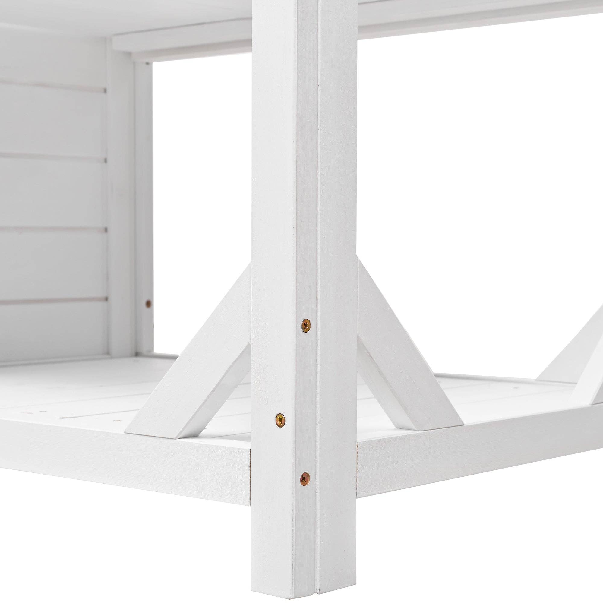 39F Inc. - Vente Bibelots/décorations d'extérieur - Banc de rempotage en bois de sapin blanc avec crédence, poste de travail de jardin16