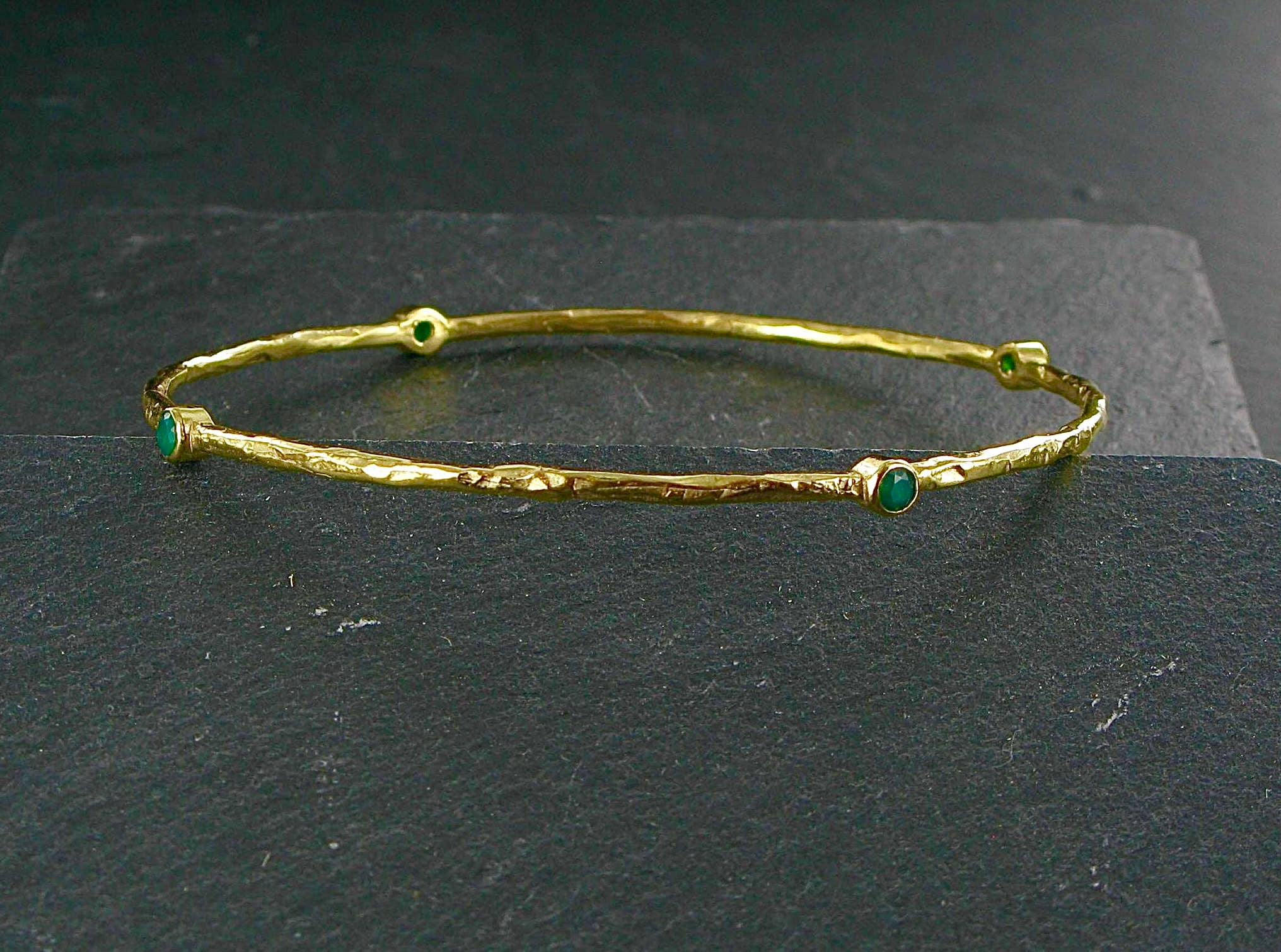 Siren Silver Ltd - Wholesale Bangle Bracelet - Fine Gold Plated Brass Stone Bangle2