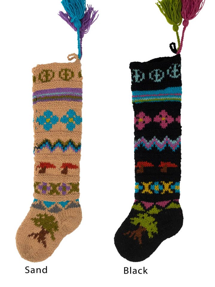 Pure Wool Handcrafted Fair Isle Knit Felt Home Stocking for wholesale by Lakhays Collection Inc.