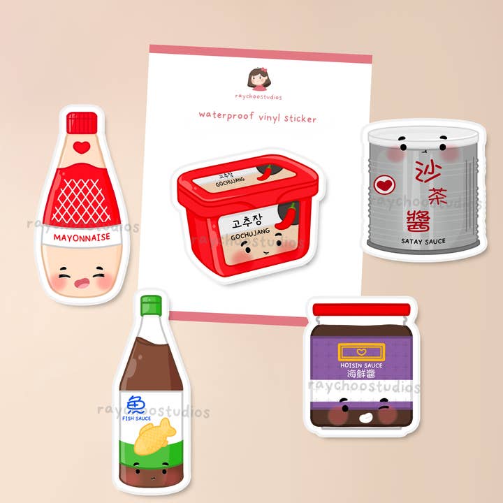 Pacote de 2 adesivos para molhos asiáticos por atacado de Raychoo Studios Inc.