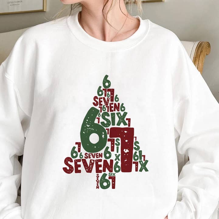 DLT Ecommerce - Wholesale T-Shirt (Graphic) - Women's - Six Seven Christmas Tree Shirt, Internet Joke Sweatshirt 0