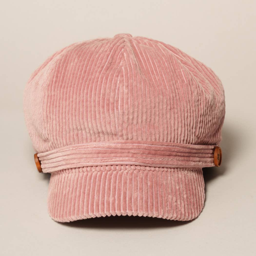 Fashion City - Wholesale Newsboy/Schoolboy Hat - Women's - Women's Solid Corduroy Cabbie with Buttons15
