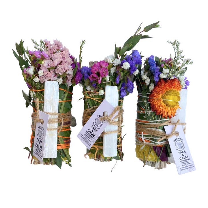 Pour Vida - Wholesale Sage Bundle - 4" Sage Wands w/ Crystals