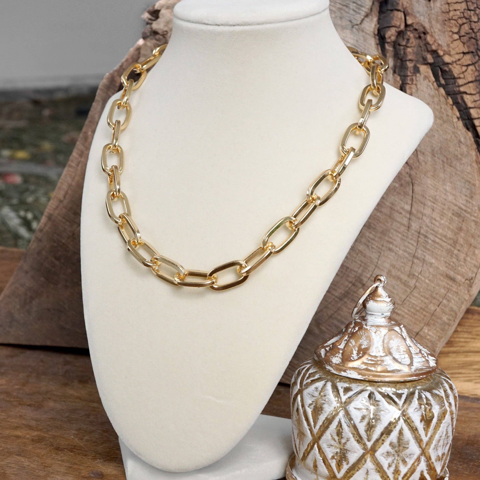 PennyLine inc - Vente Collier maille et chaîne - Collier à maillons épais en ton doré5