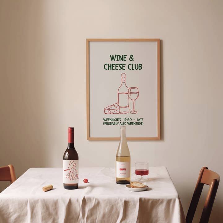 keins wie deins - Wholesale Poster - Art print “wine & cheese club” 40x50 | Poster, Print