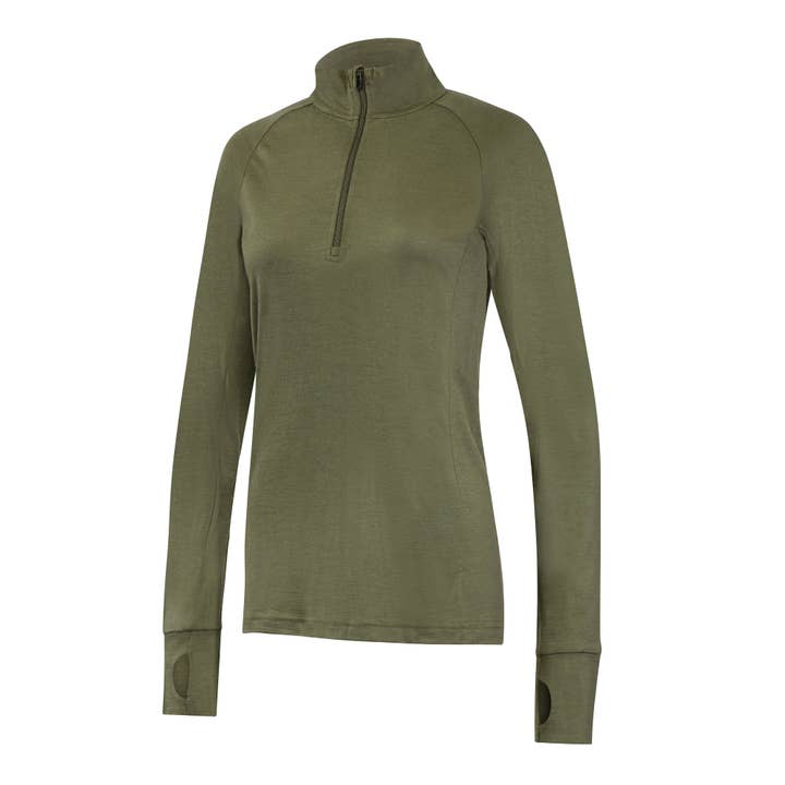 IONA - Women's Merino Wool Baselayer Long Sleeve Zip Top for wholesale by Armadillo Merino