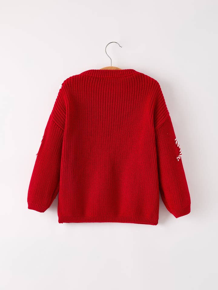 Rylee Faith Designs - Wholesale Knit Sweater - Kids - PREORDER Mom and Me Winter Christmas Red "merry" Pullover Sweater1