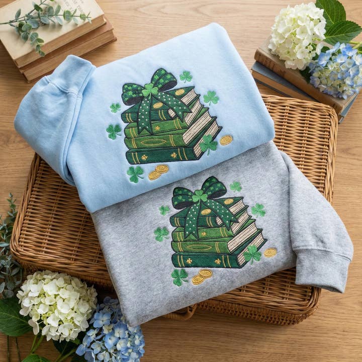 St Patricks Books Embroidered Sweatshirt, Saint Patricks Tee for wholesale by ClevorFit