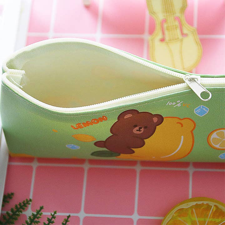 KiddieKickz – wholesale Pencil case/pouch – Creative PU Leather Cartoon Bear Rabbit Pencil Case