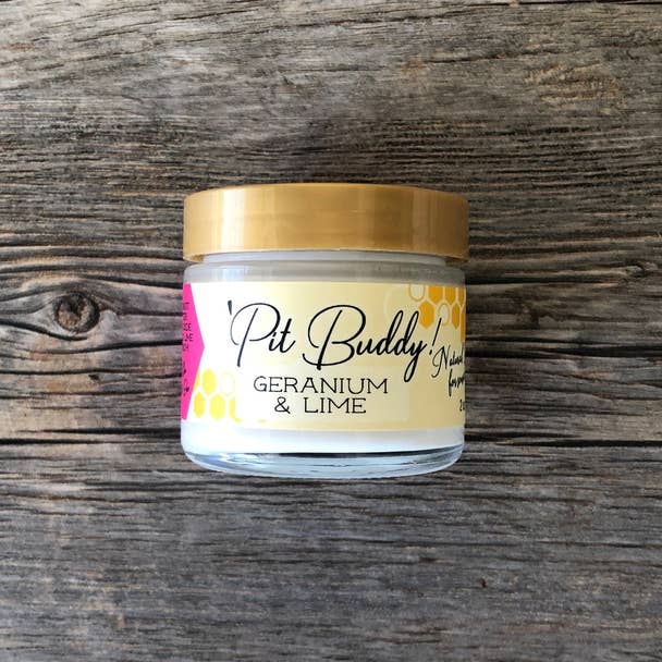 Crème déodorante Pit Buddy pour peaux sensibles : Géranium et citron vert pour la vente par Bubble & Bee Organic
