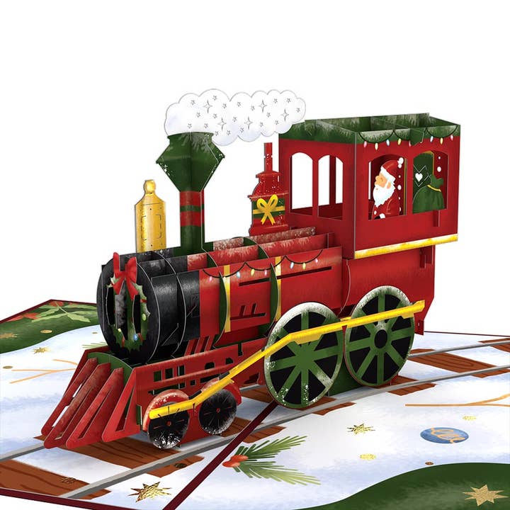 Santa Train 5''x7'' Card, Christmas Cards for wholesale by Lovepop Cards